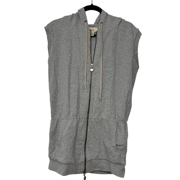 Torn Sleeveless Full Zip Hooded Gray Comfort Vest Jacket Womens Small - Picture 1 of 6